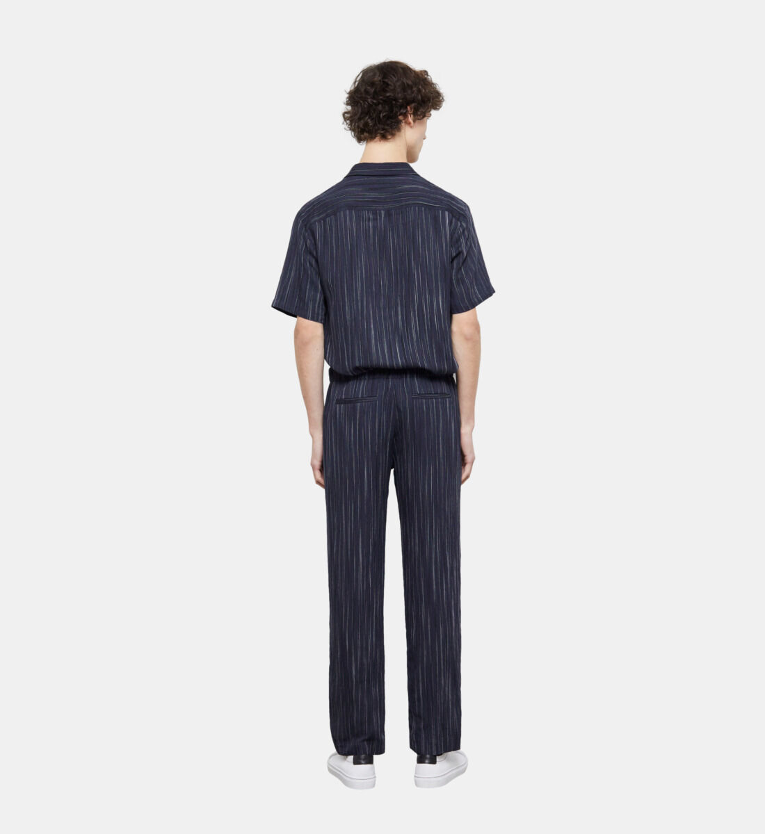 Navy striped pants store