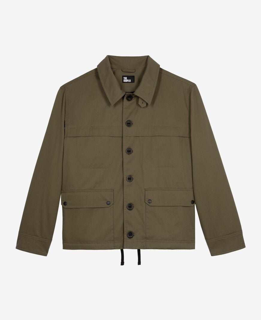 The Kooples HOMME KAKI parka courte à capuche kaki