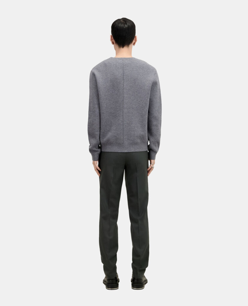 The Kooples HERREN MELANGE GREY grauer pullover aus wolle mit stickereien
