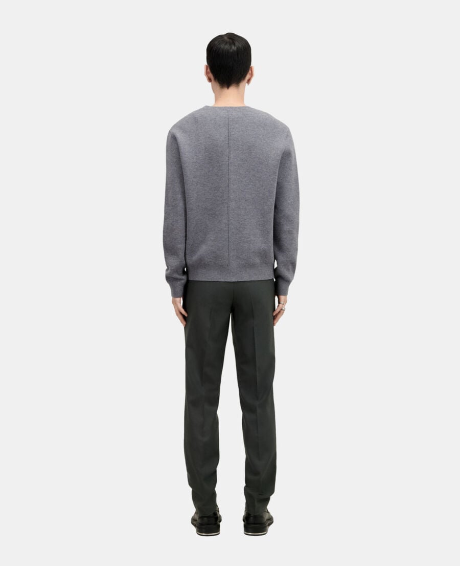 The Kooples HOMME MELANGE GREY pull en laine mélangée avec broderie gris