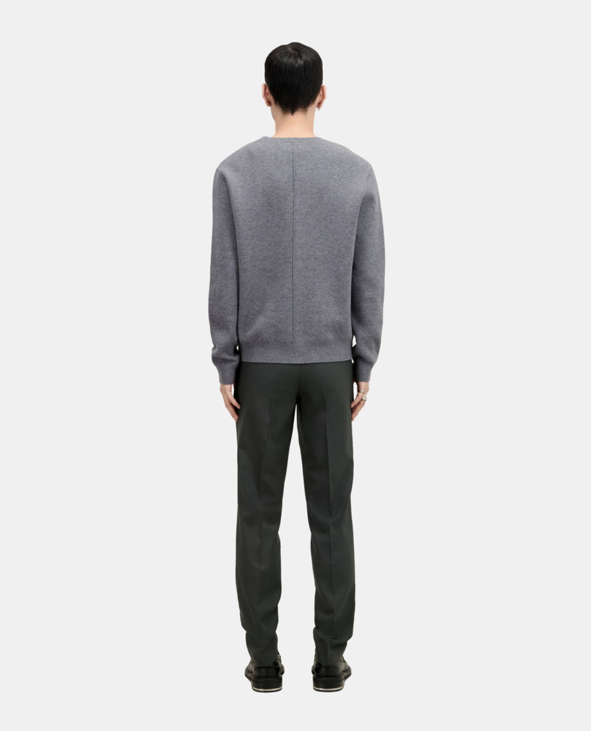 Pull en laine mélangée avec broderie gris, MELANGE GREY, hi-res image number null