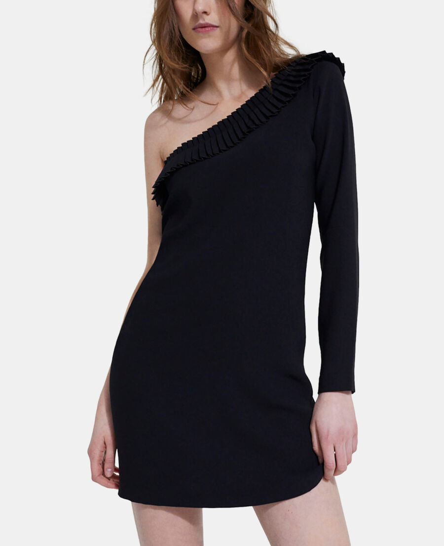 vestido corto negro one shoulder
