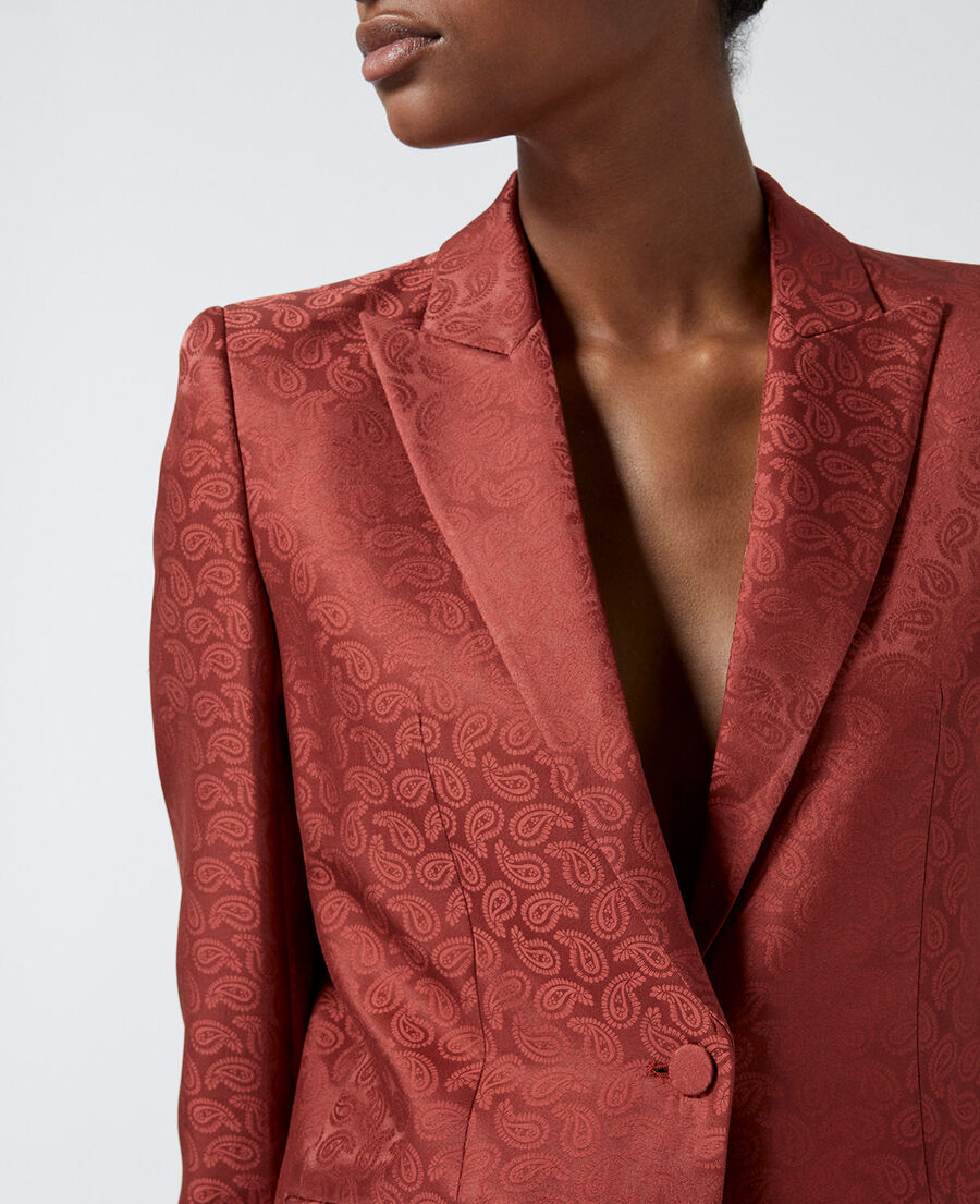 satinierter blazer aus rosa jacquardgewebe
