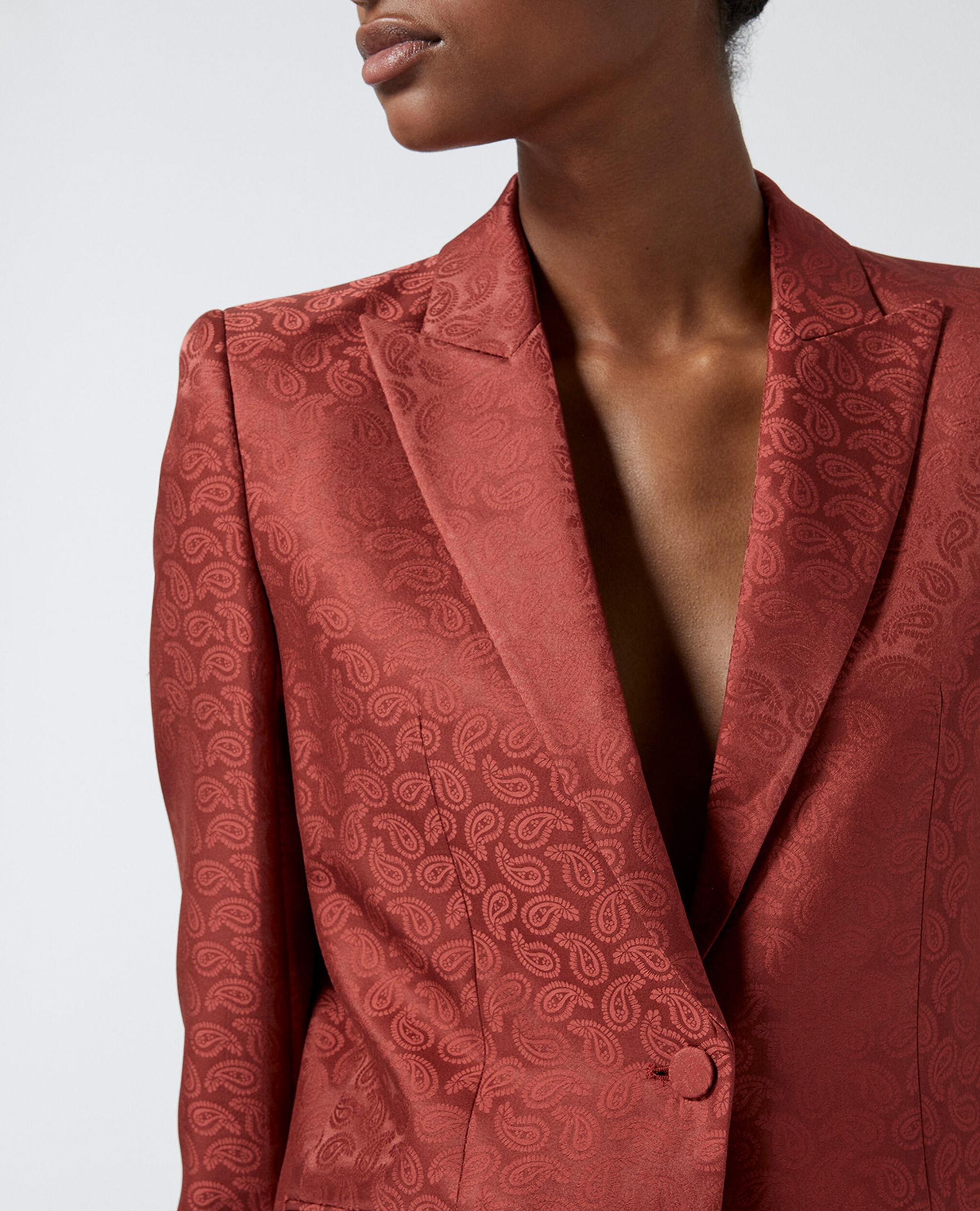 Satinierter Blazer aus rosa Jacquardgewebe, PINK, hi-res image number null