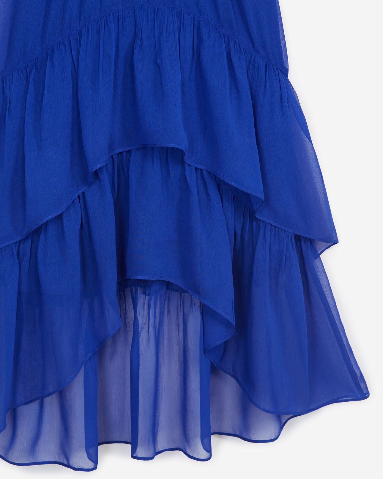 The Kooples FEMME BLUE robe longue fluide bleue col v à volants