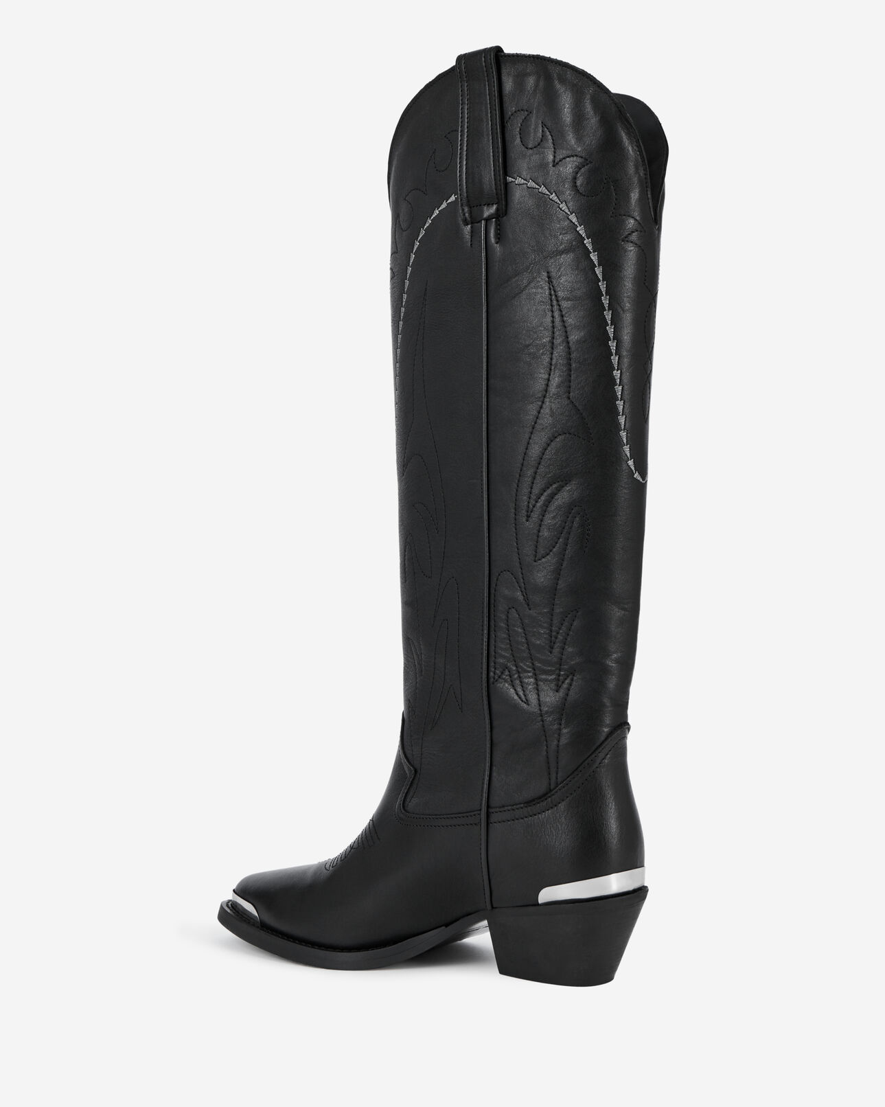 The Kooples FEMME BLACK bottes western en cuir noir