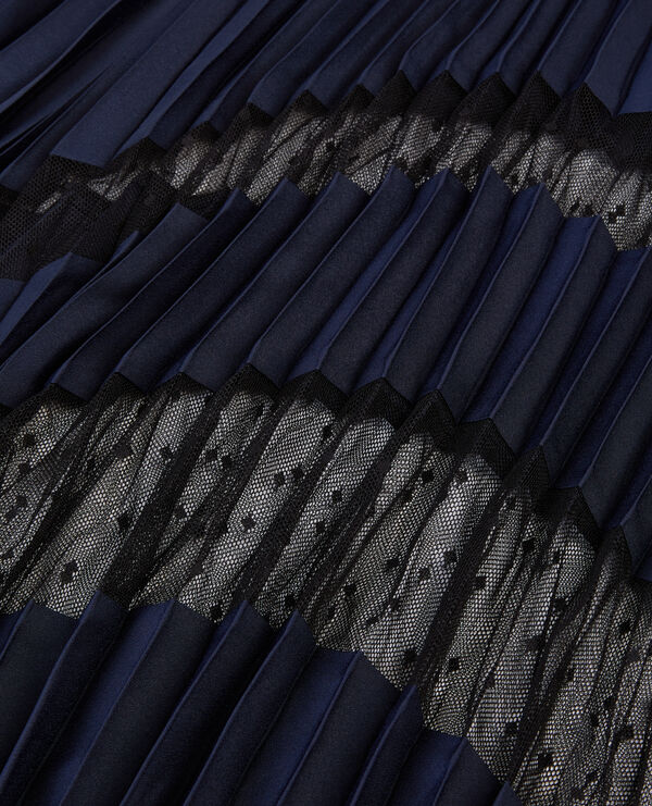 The Kooples WOMEN NAVY navy blue pleated long skirt