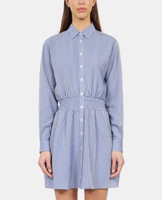 The Kooples F BLUE WHITE short striped shirt dress