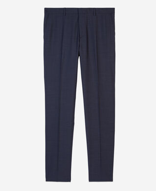 The Kooples HERREN NAVY marineblaue anzughose aus wolle mit mikrokaromuster