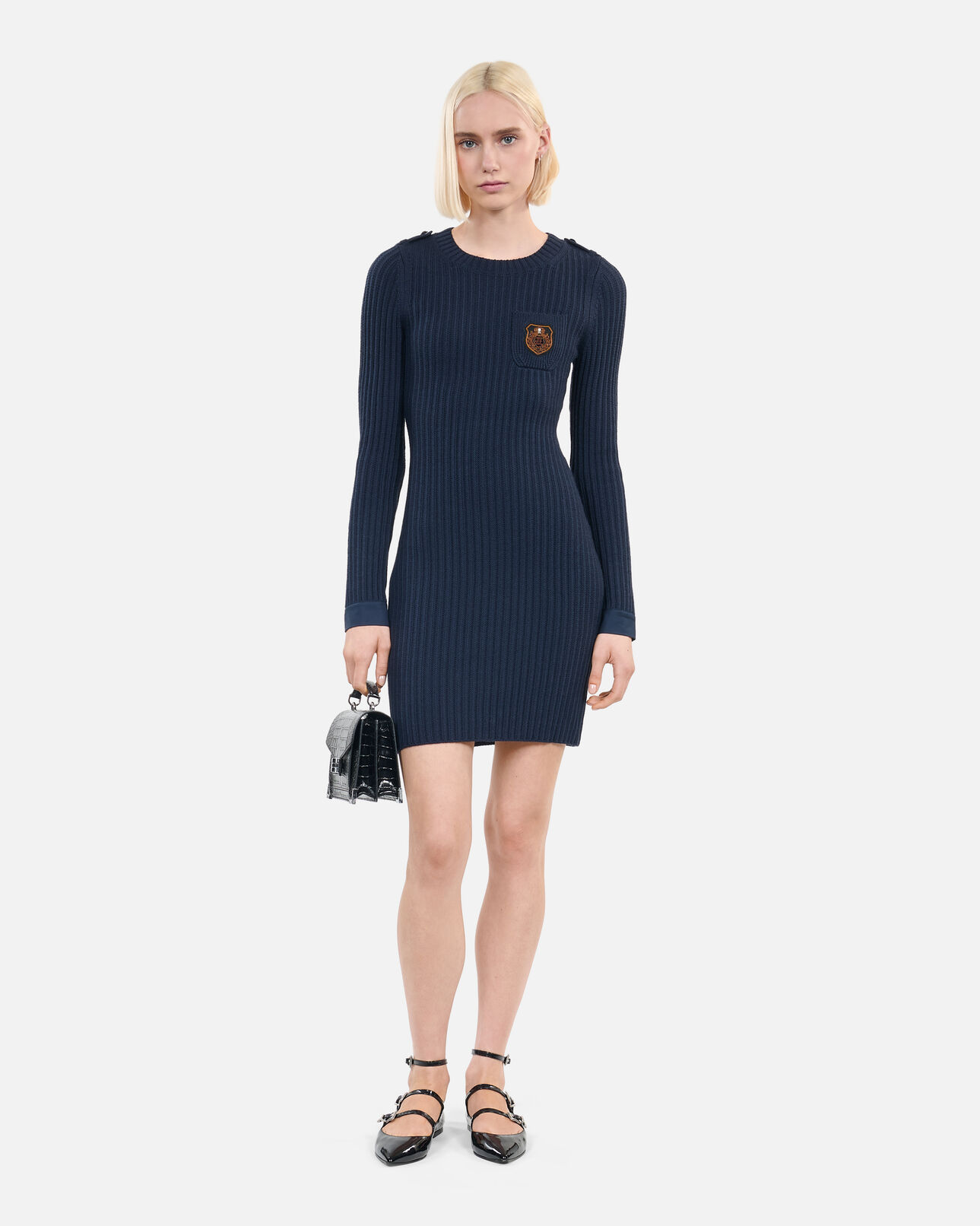 The Kooples WOMEN DARK BLUE navy blue knitted short dress 