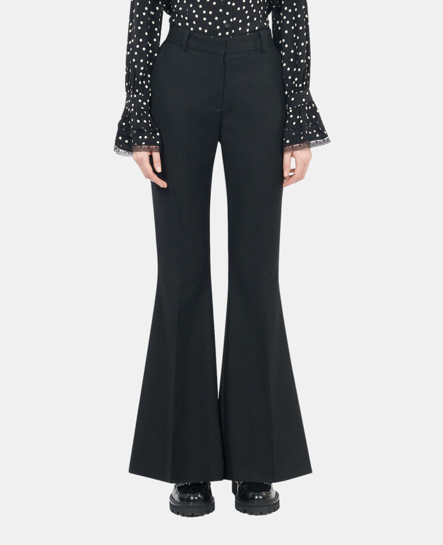 The Kooples FEMME BLACK pantalon tailleur en laine m&eacute;lang&eacute;e noir