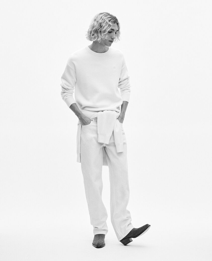 The Kooples HOMME ECRU pull col rond en laine double face &eacute;cru