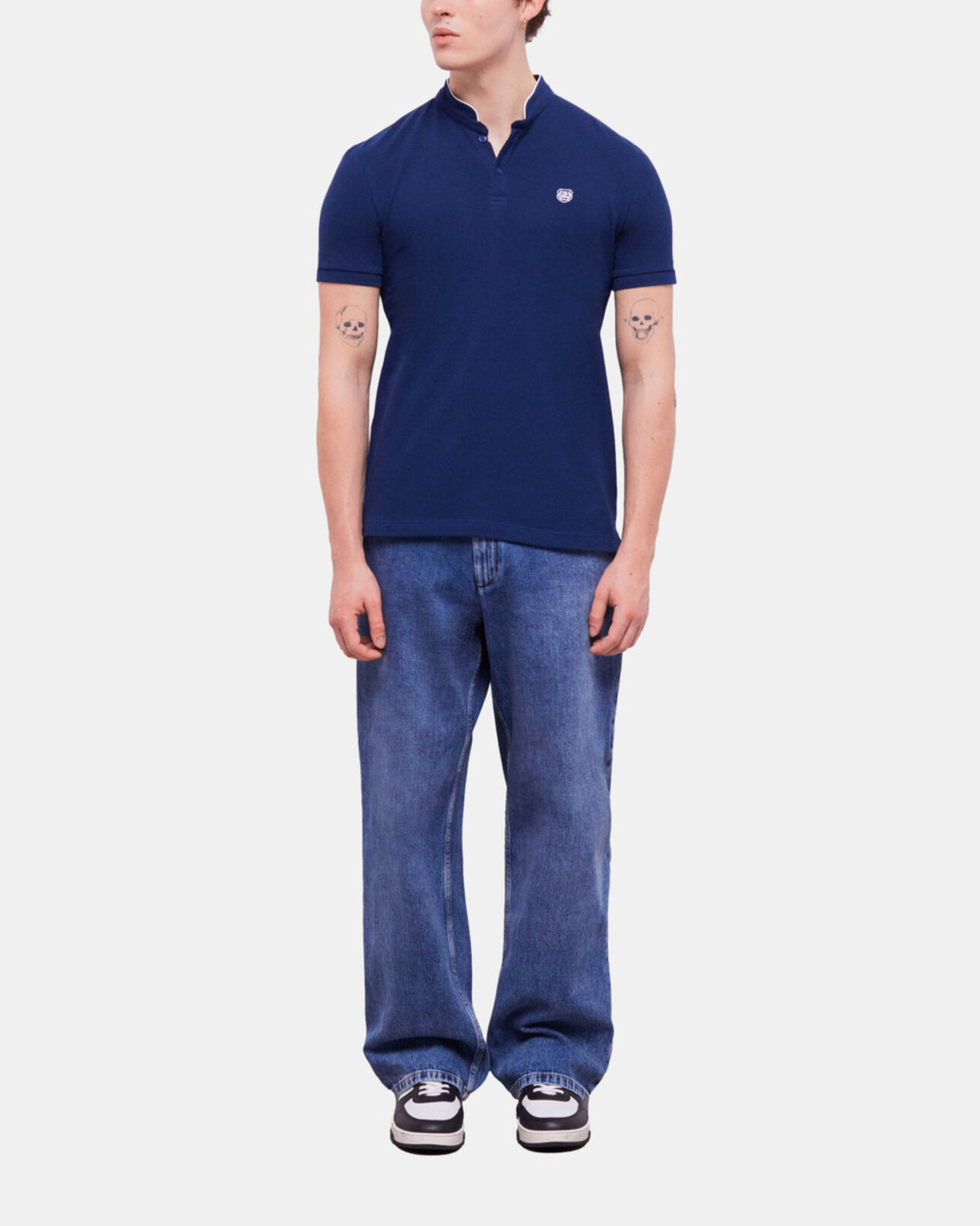 The Kooples MEN NAVY navy blue officer collar polo shirt