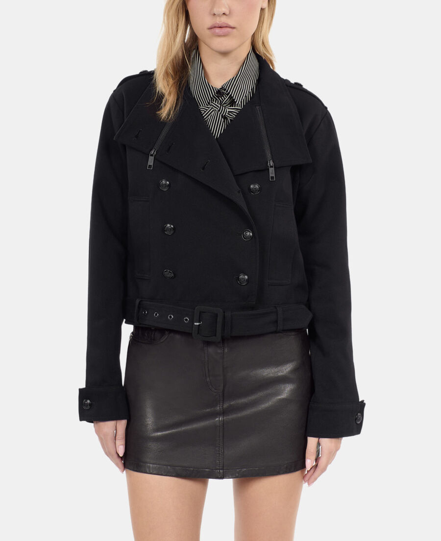 The Kooples DAMEN BLACK schwarze jacke im trenchcoat-stil