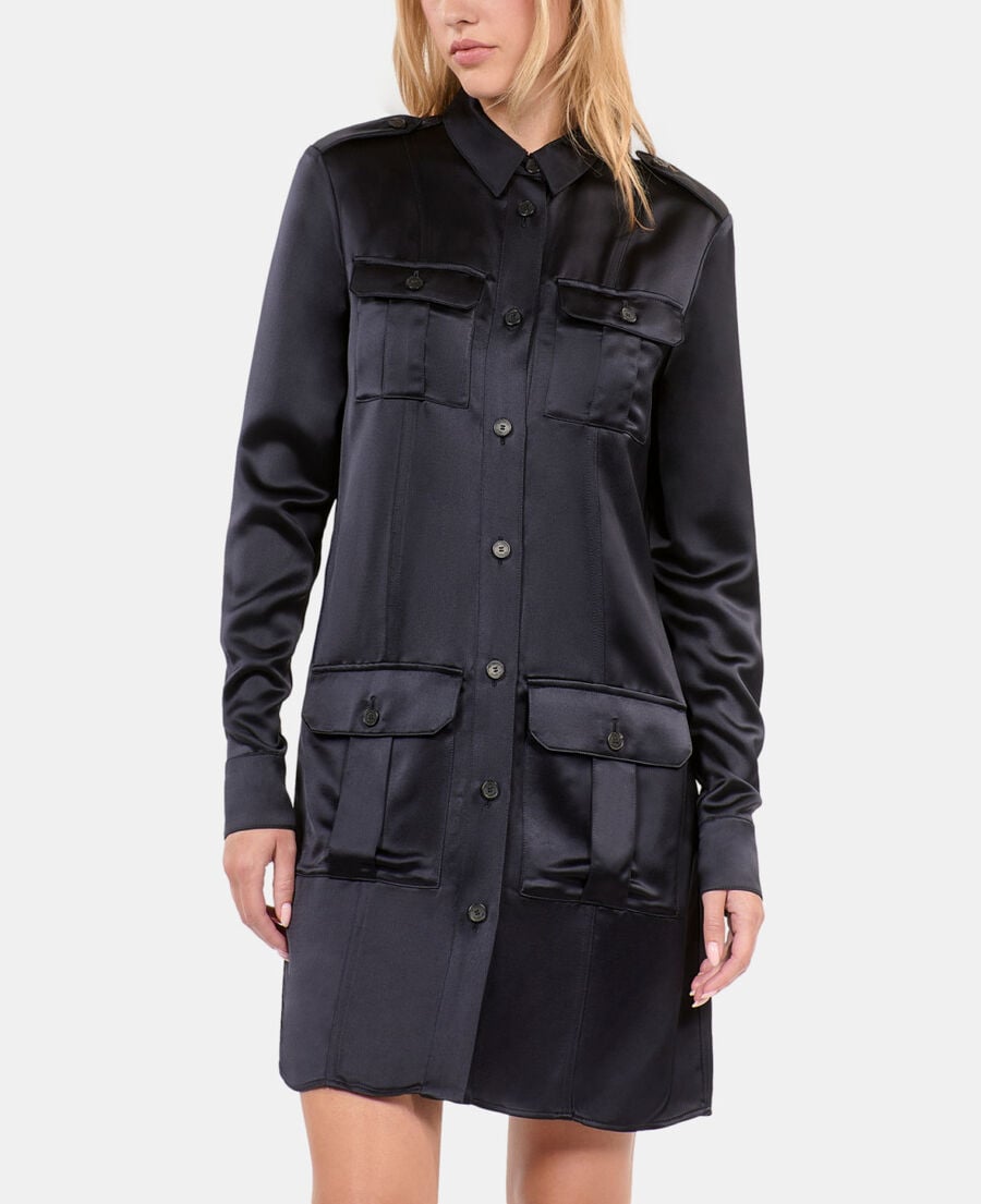 The Kooples WOMEN NAVY short navy blue safari dress