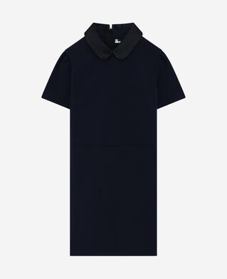 The Kooples F NAVY short dress with claudine collar in navy satin