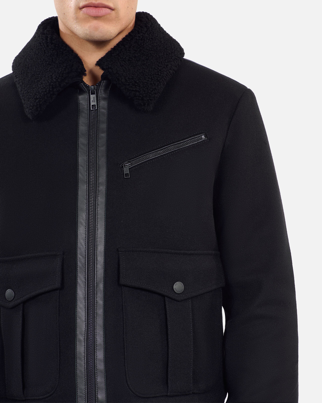 The Kooples HOMBRE BLACK chaqueta aviador mezcla lana negra