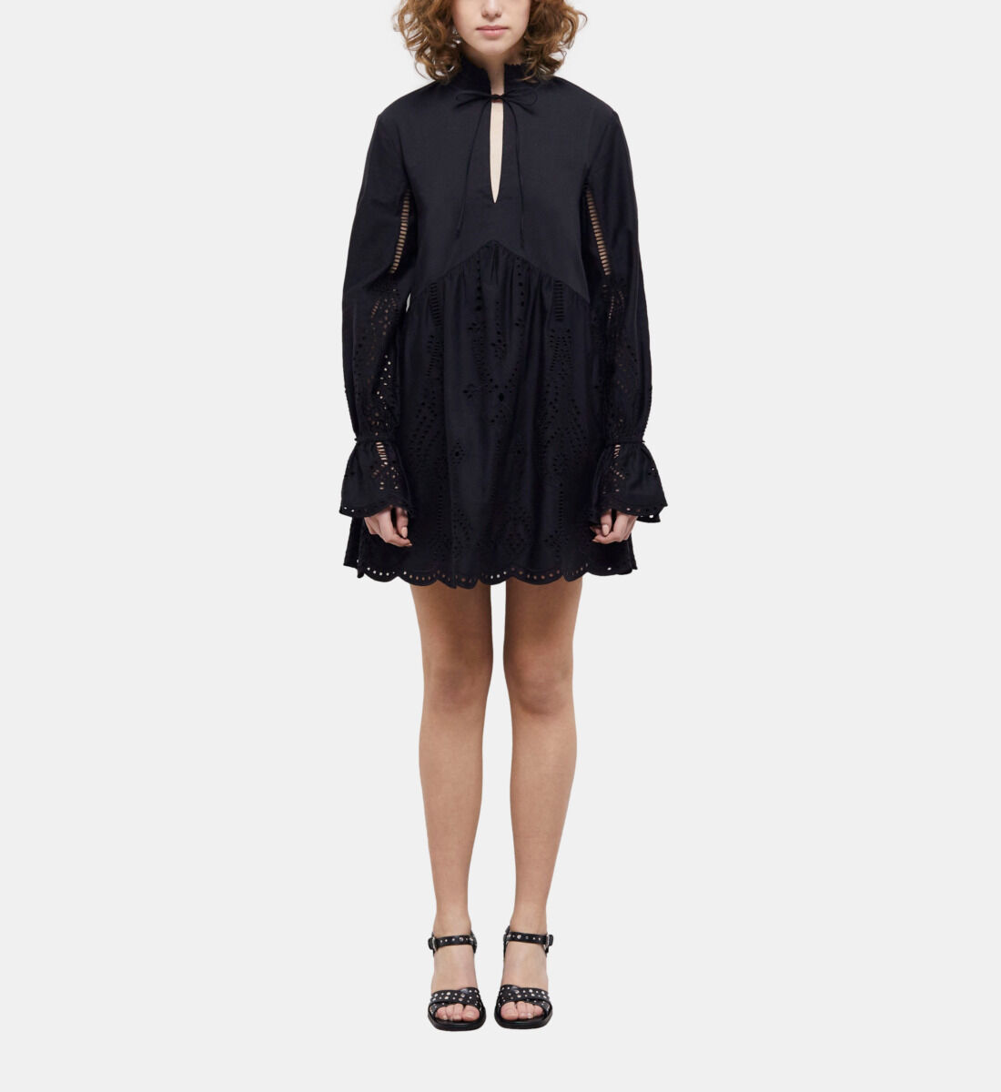 Black embroidery anglaise dress discount