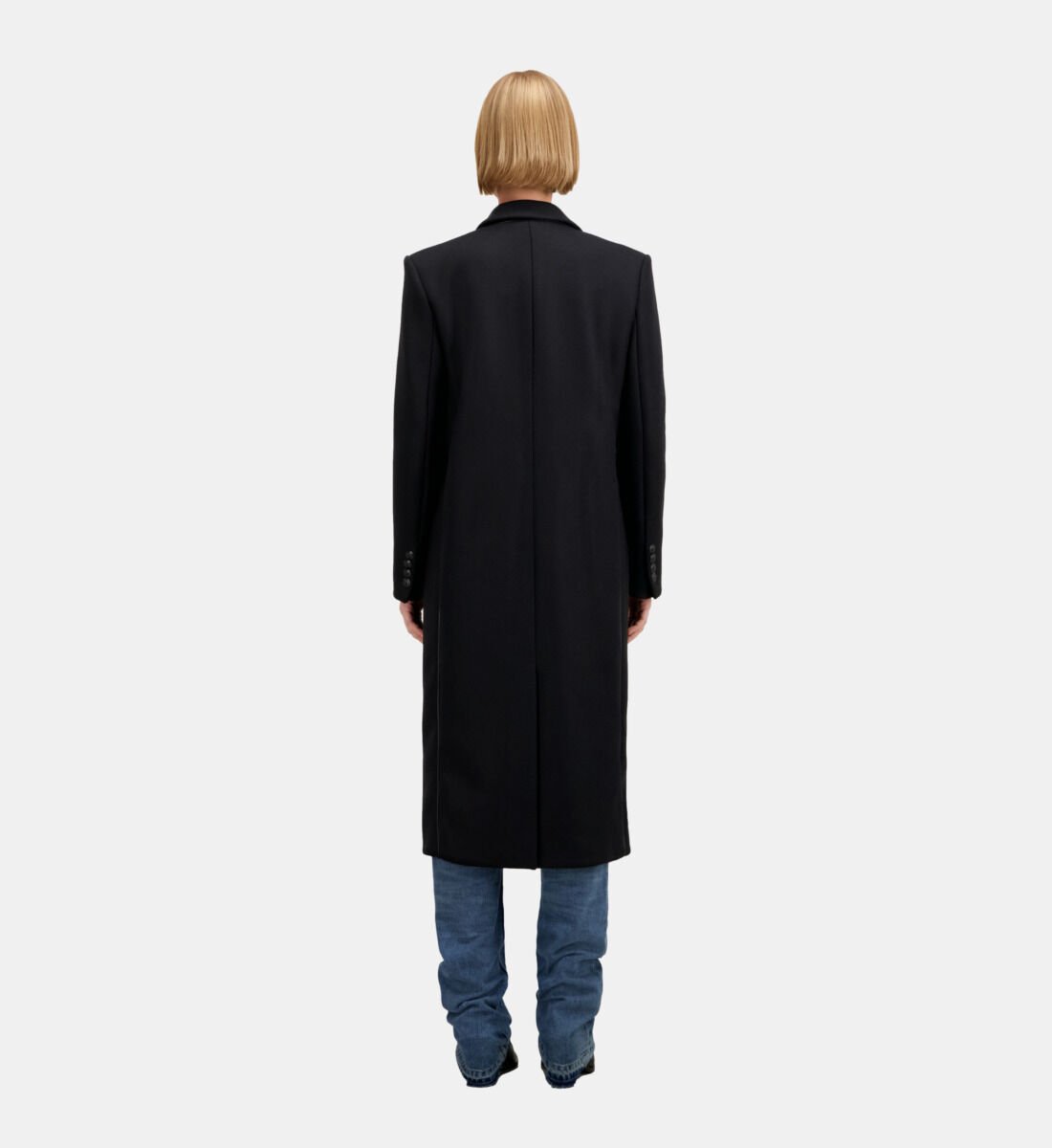 Manteau long noir en laine The Kooples France