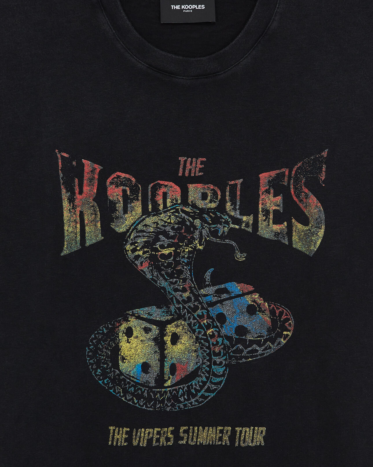 The Kooples MEN BLACK WASHED faded black t-shirt in cotton with logo print