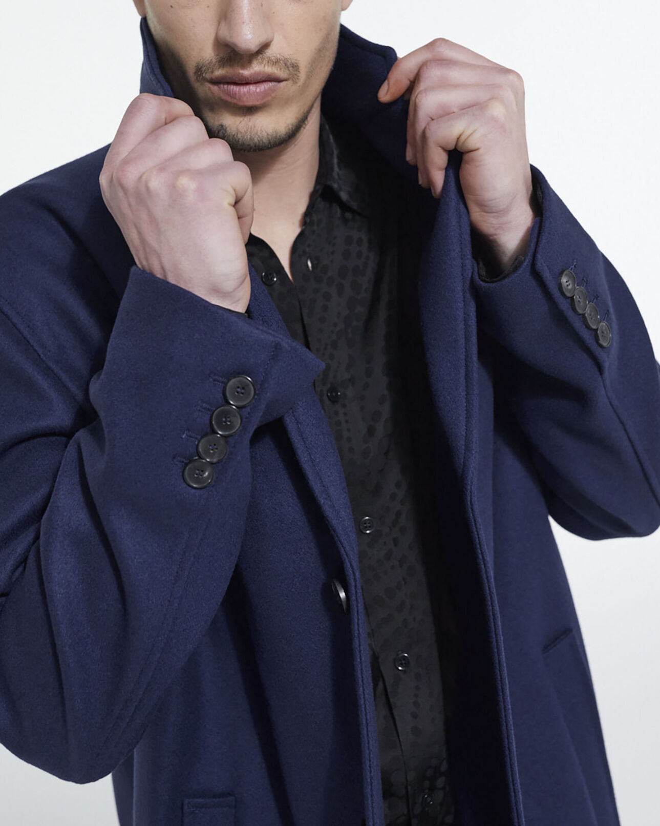 The Kooples MEN DARK NAVY navy blue wool coat