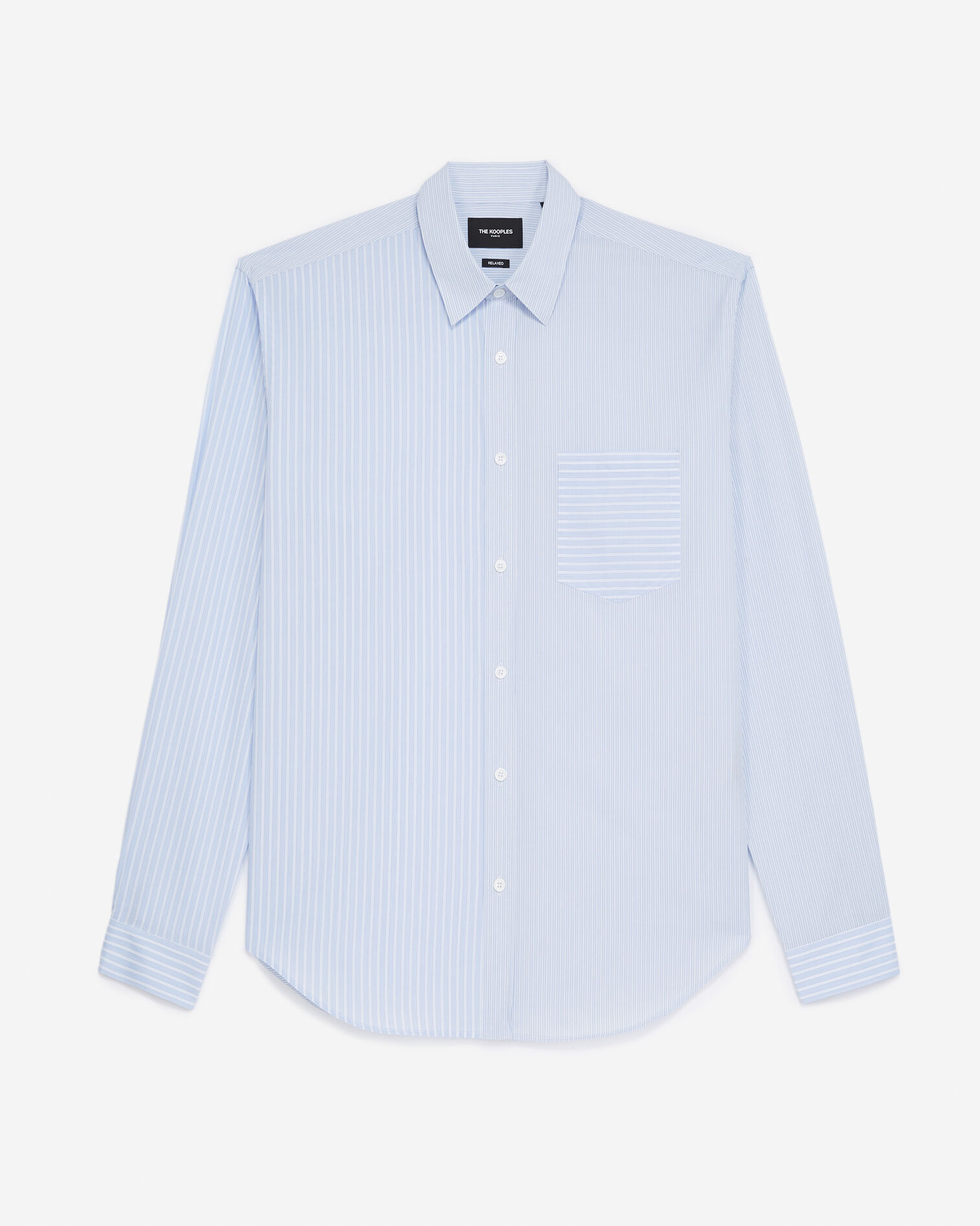 Chemise coton bleue et blanche à rayures, SKY, hi-res image number null