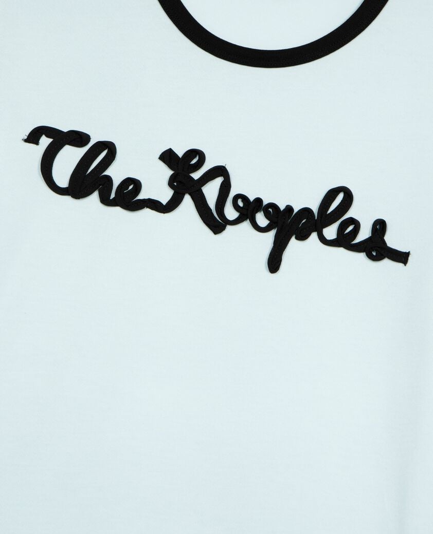 The Kooples FEMME BABY BLUE t-shirt broderie ruban bleu clair
