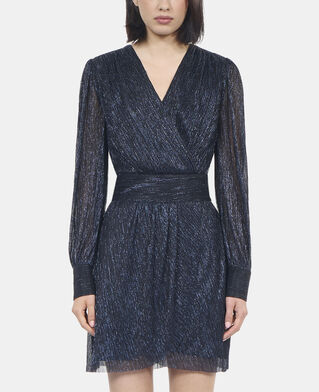The Kooples DAMEN DARK NAVY kurzes, marineblaues kleid in metallic-jersey