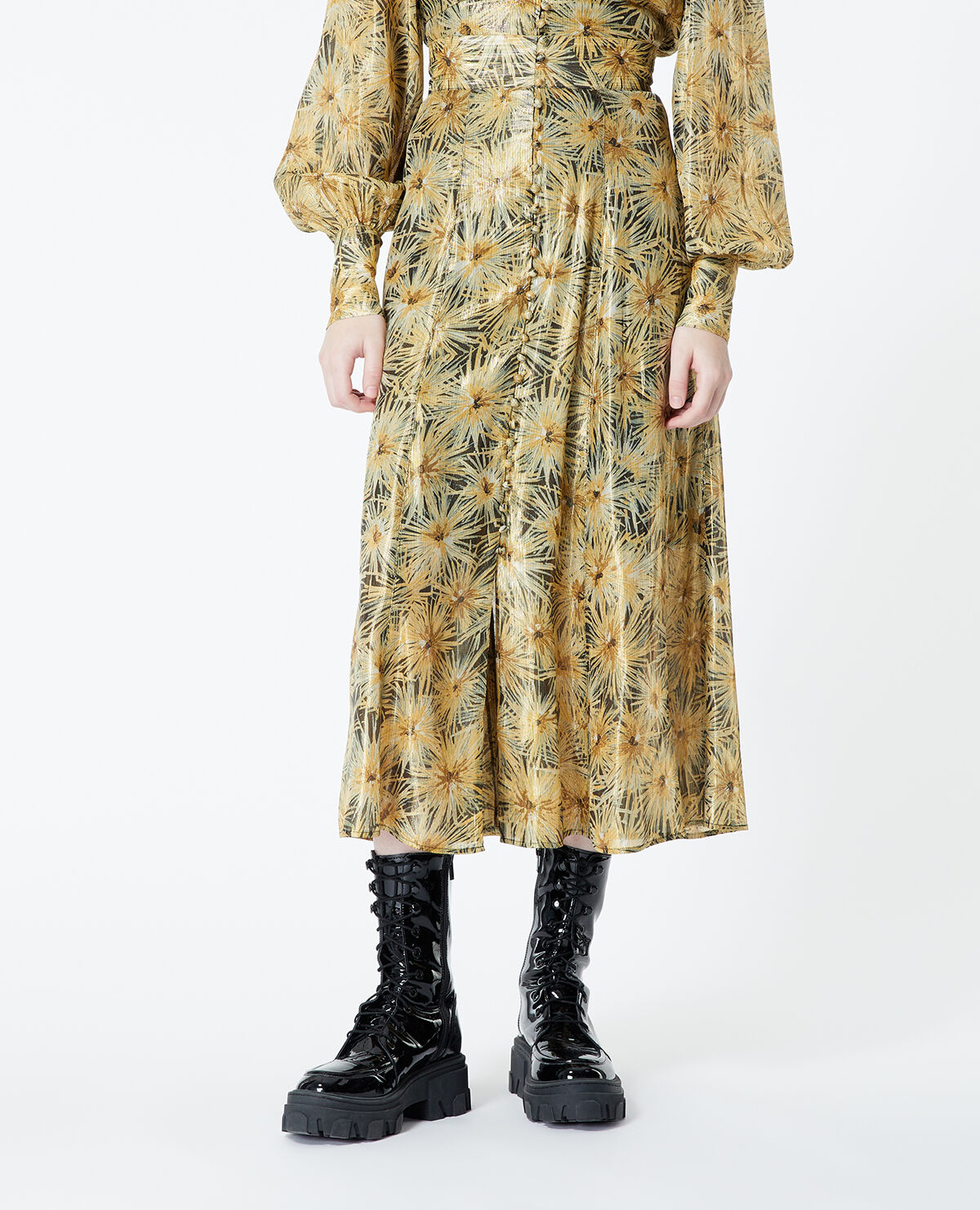 Jupe longue fluide a motif dore The Kooples