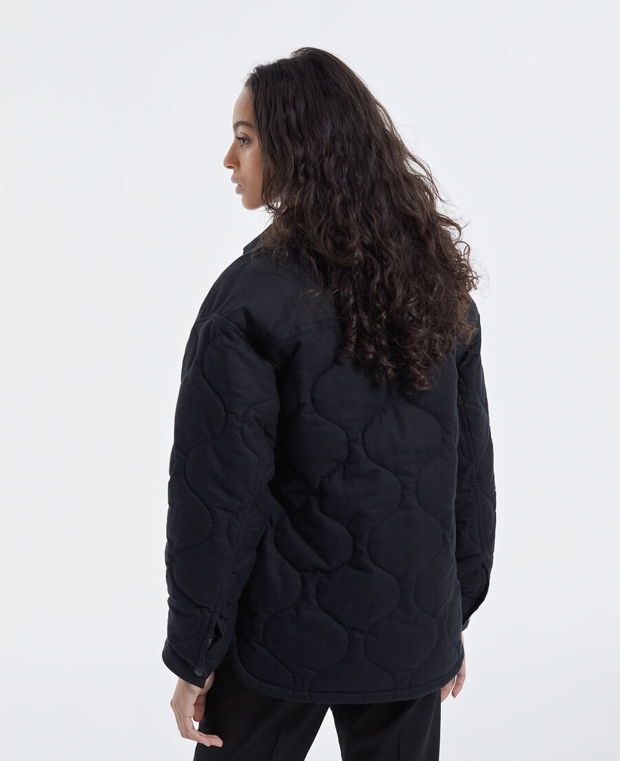 black oversized shirt with quilted fabric