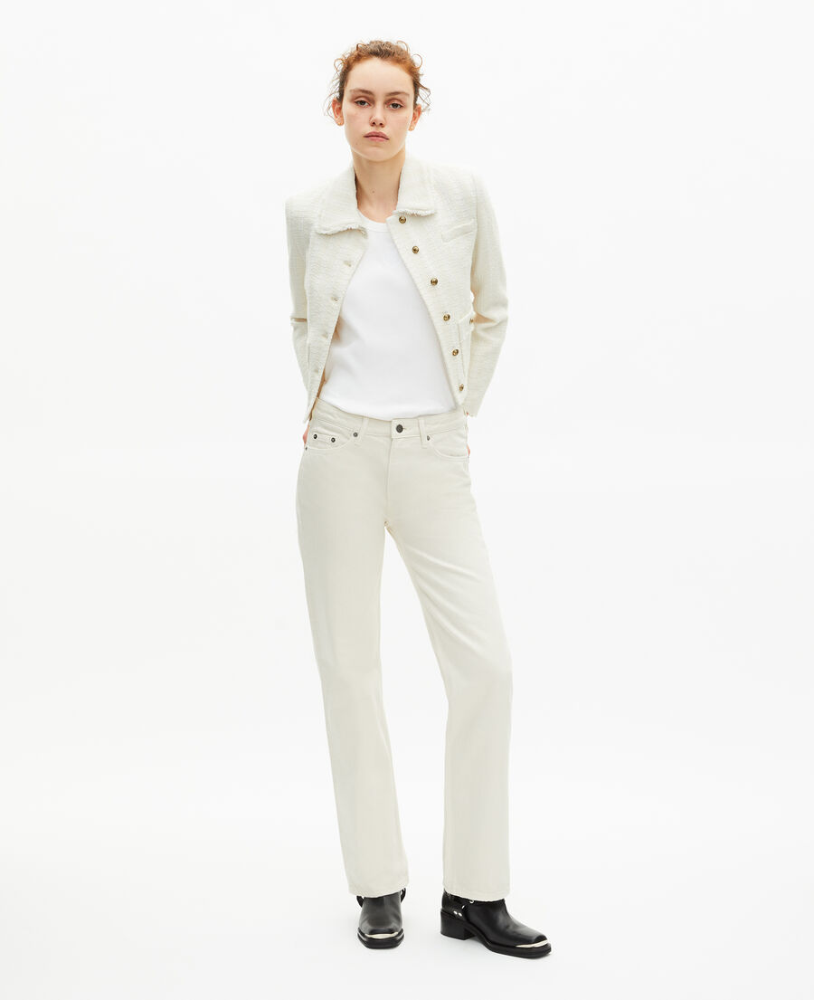 The Kooples DAMEN ECRU jacke aus ungebleichtem tweed