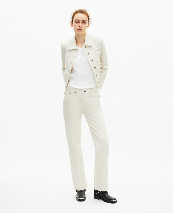 The Kooples DAMEN ECRU jacke aus ungebleichtem tweed