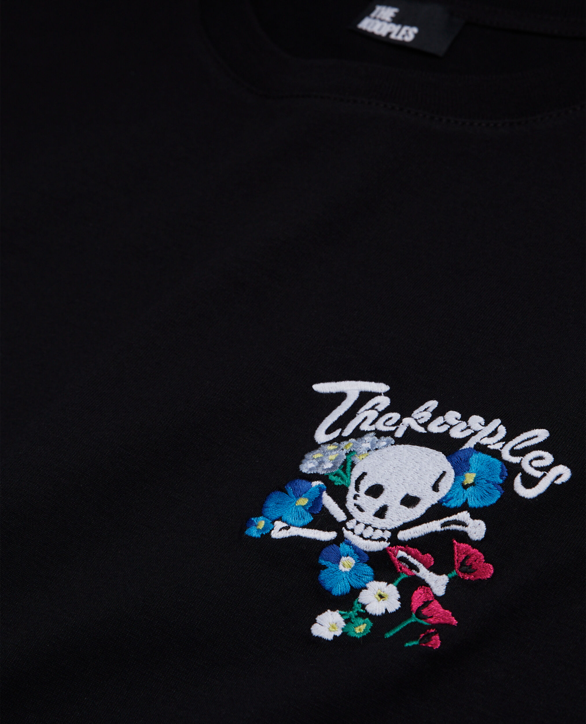 Black T-shirt with embroidery, BLACK, hi-res image number null
