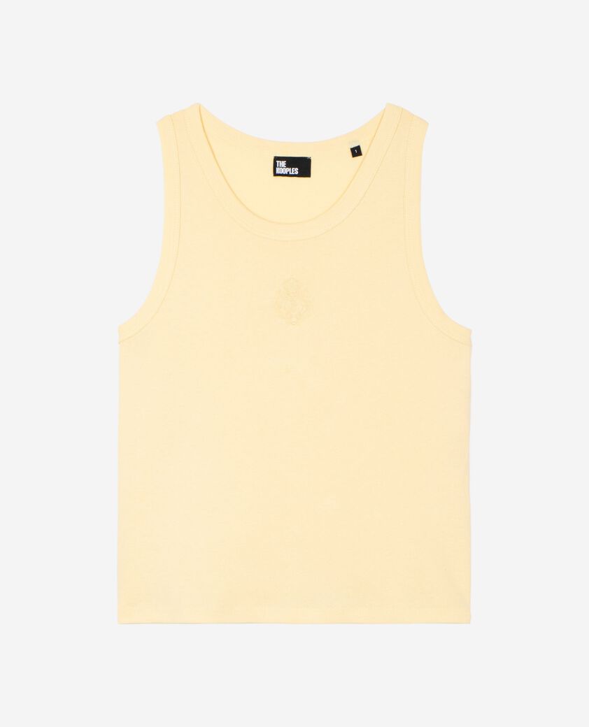 The Kooples WOMEN LIGHT YELLOW cotton tank top with yellow coat of arms