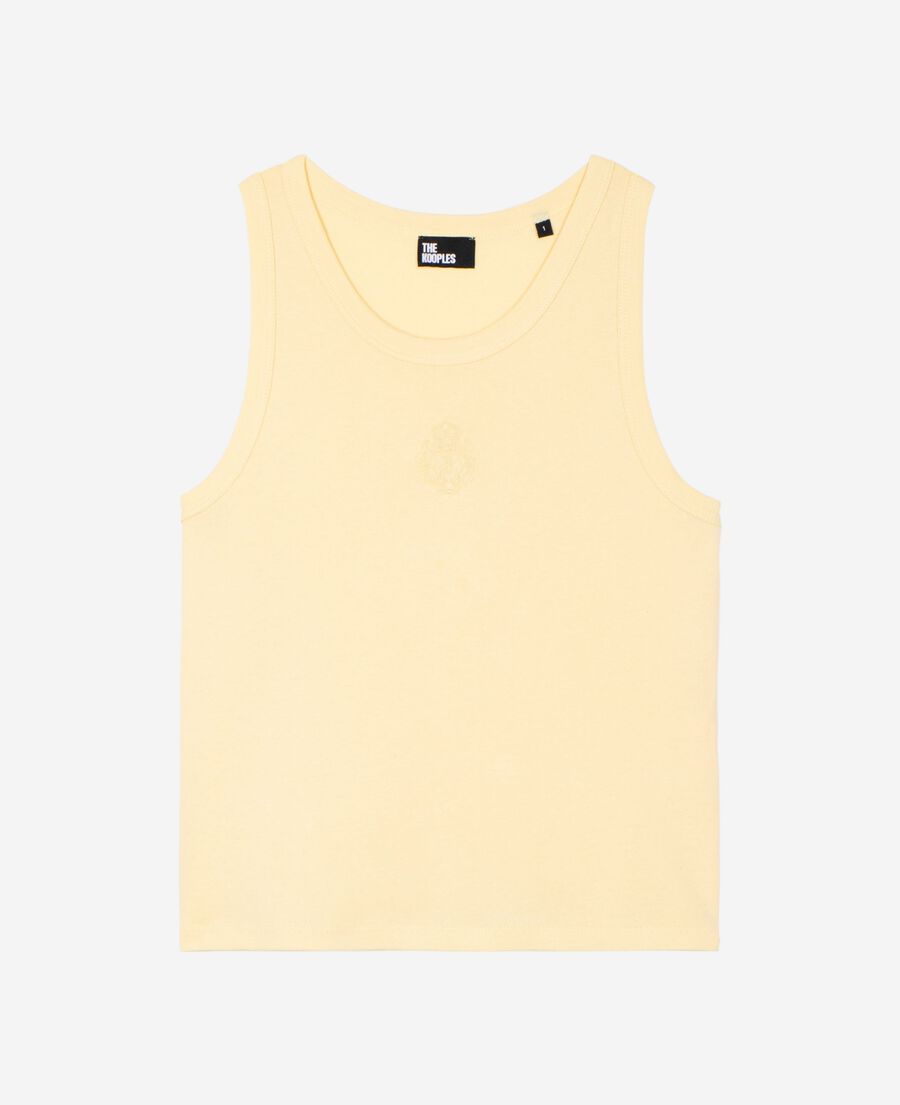 The Kooples WOMEN LIGHT YELLOW cotton tank top with yellow coat of arms