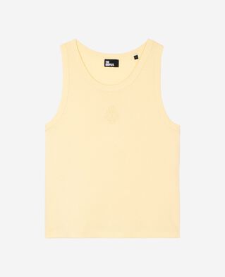 The Kooples WOMEN LIGHT YELLOW cotton tank top with yellow coat of arms