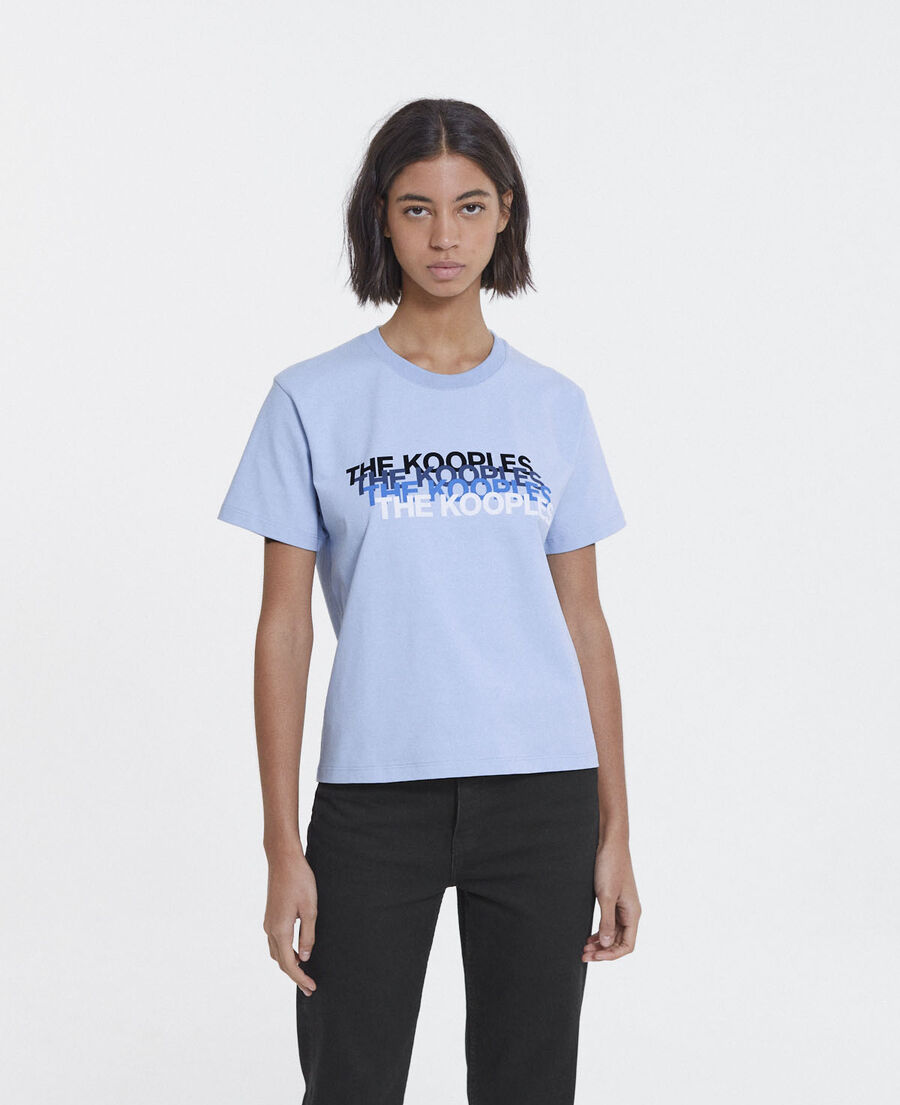 sky blue cotton t-shirt with triple logo