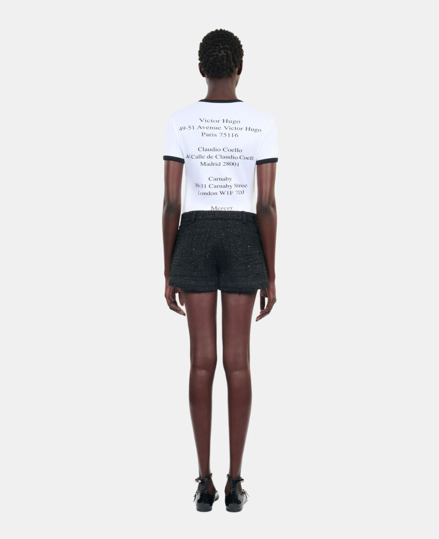 The Kooples FEMME BLACK short en tweed noir