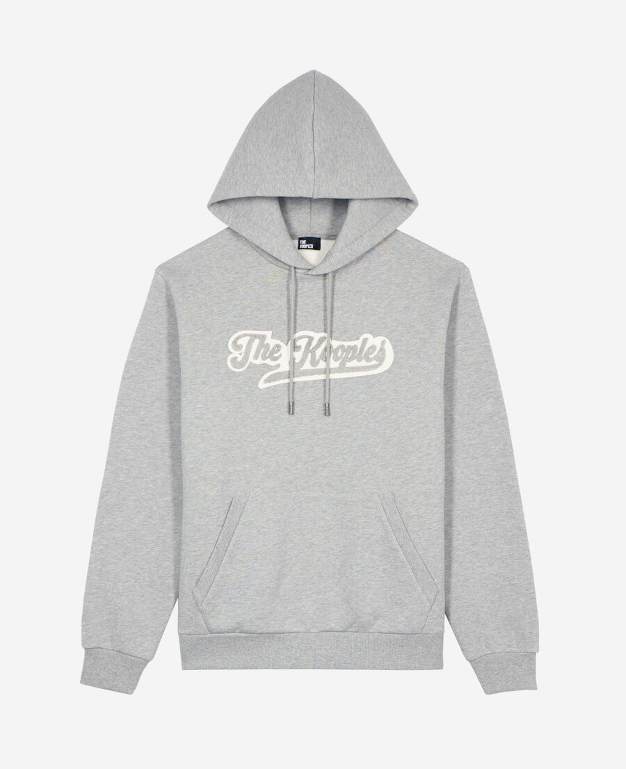 The Kooples HERREN GREY MELANGE kapuzen-sweatshirt mit grauem patch
