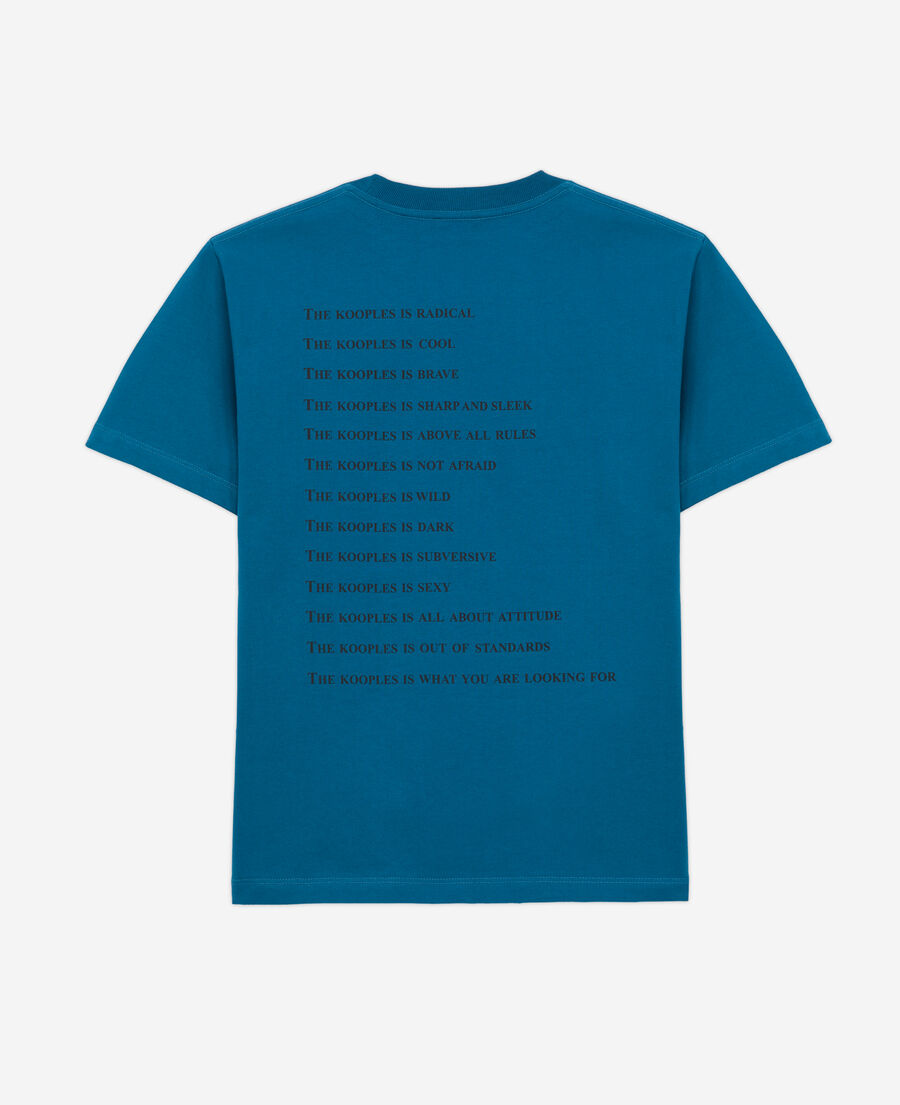 blaues t-shirt damen mit „what is“-schriftzug