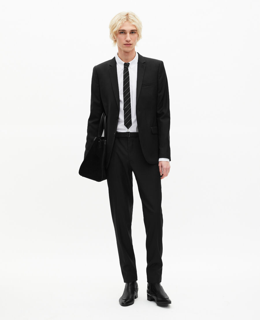 The Kooples HOMME BLACK veste de costume &agrave; pochette en laine noire 