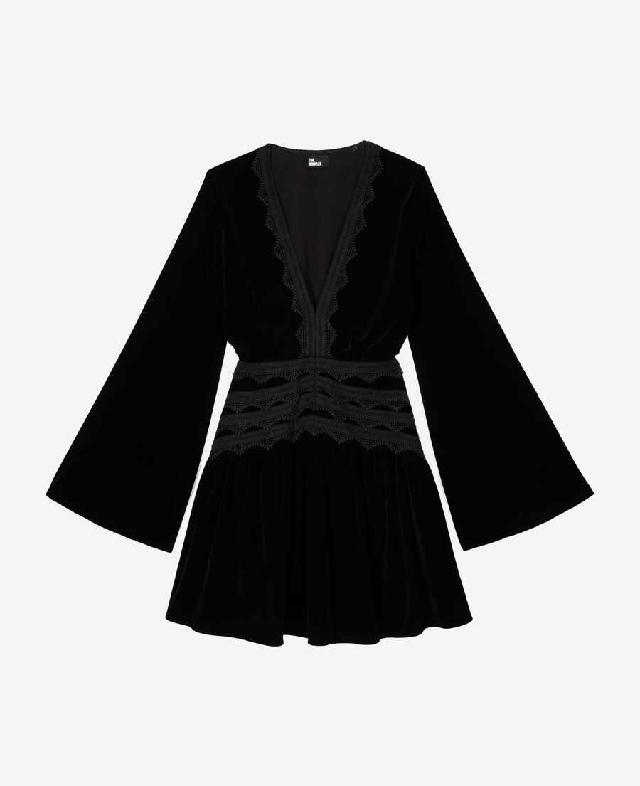 The Kooples WOMEN BLACK short black velvet dress