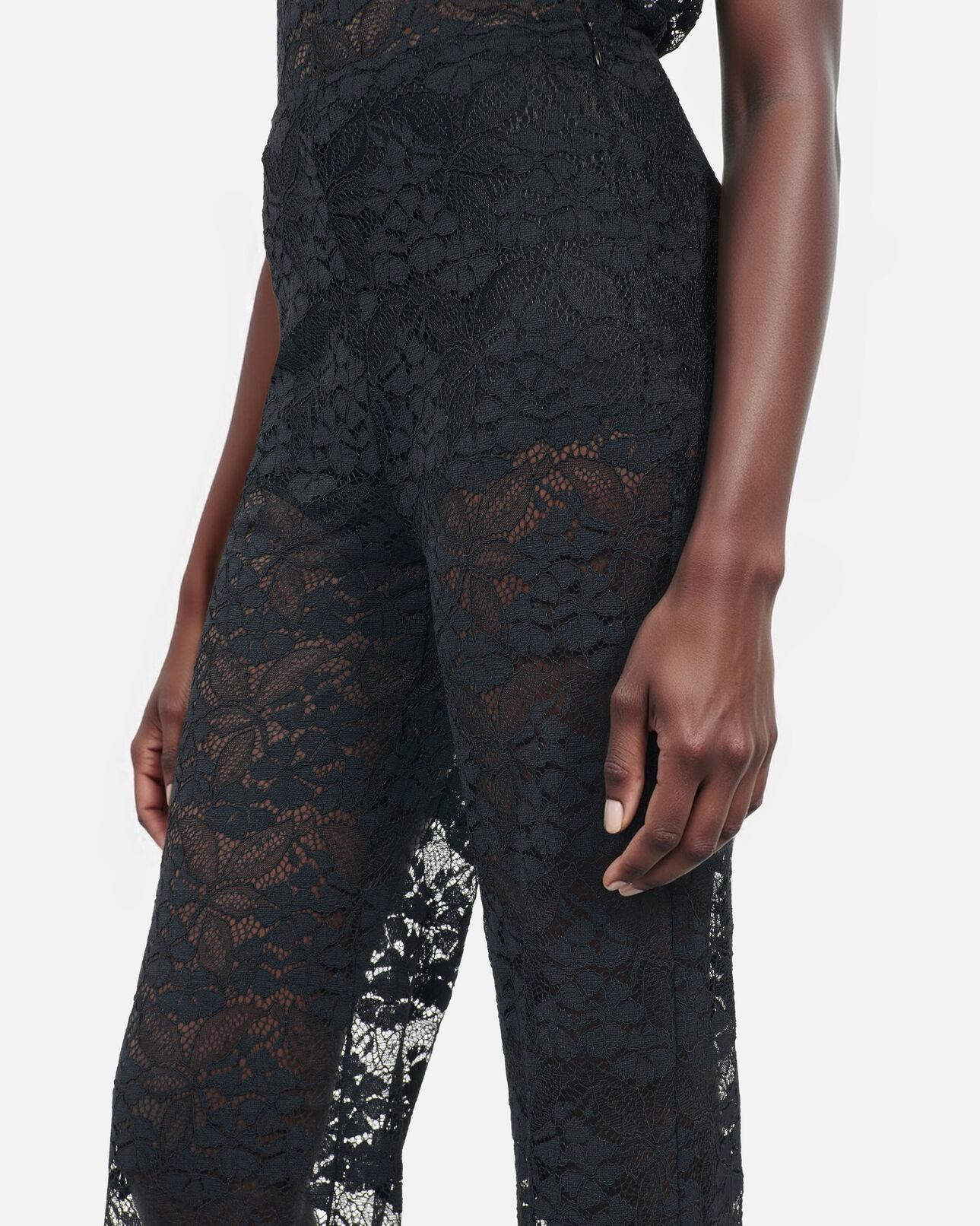 The Kooples FEMME BLACK pantalon flare en dentelle noir