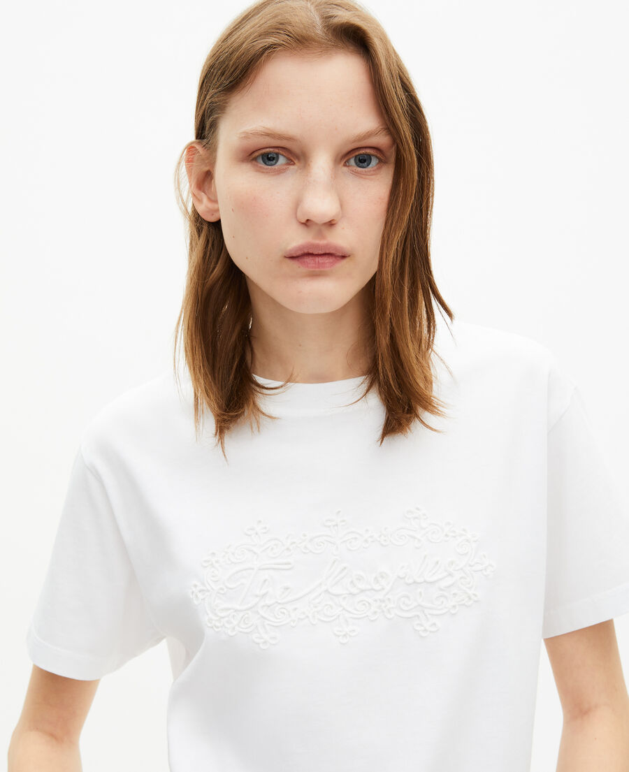 The Kooples F WHITE t-shirt with white logo embroidery