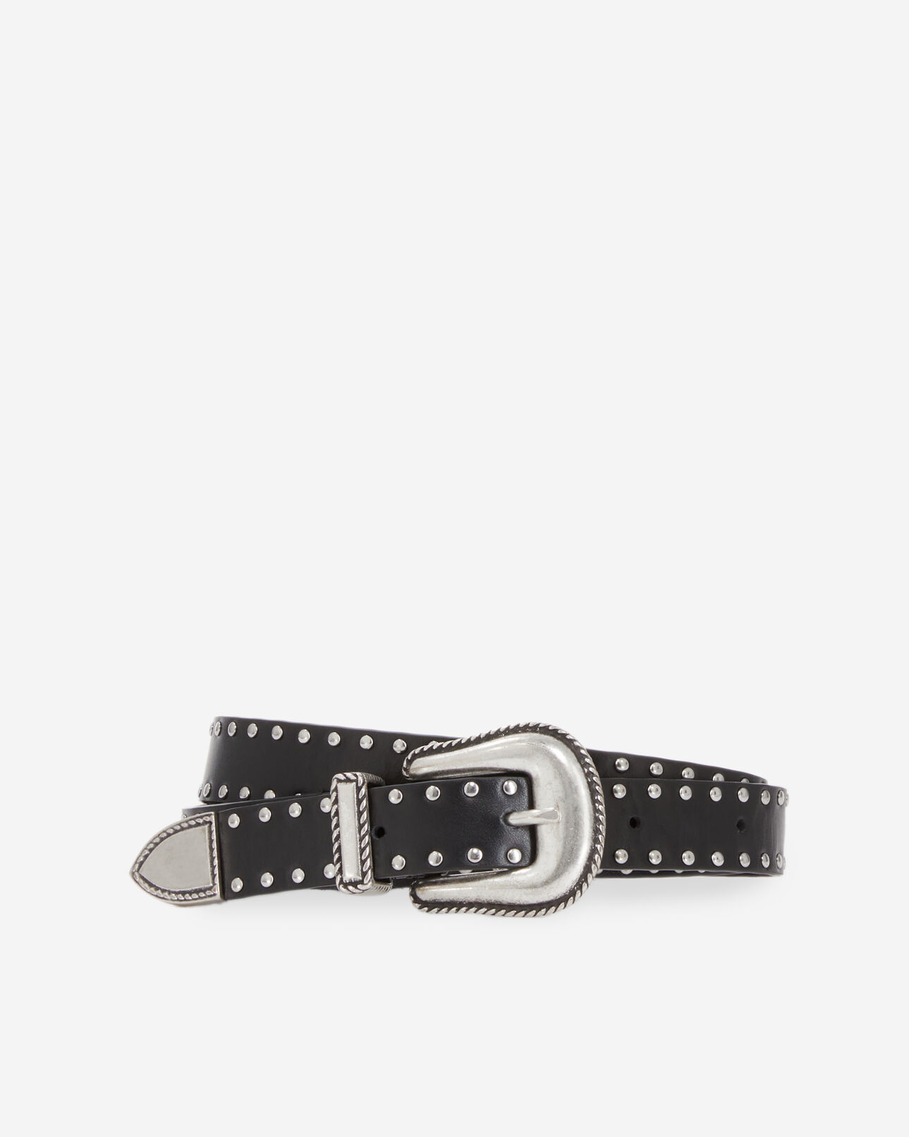 The Kooples FEMME BLACK ceinture en cuir noir avec clous