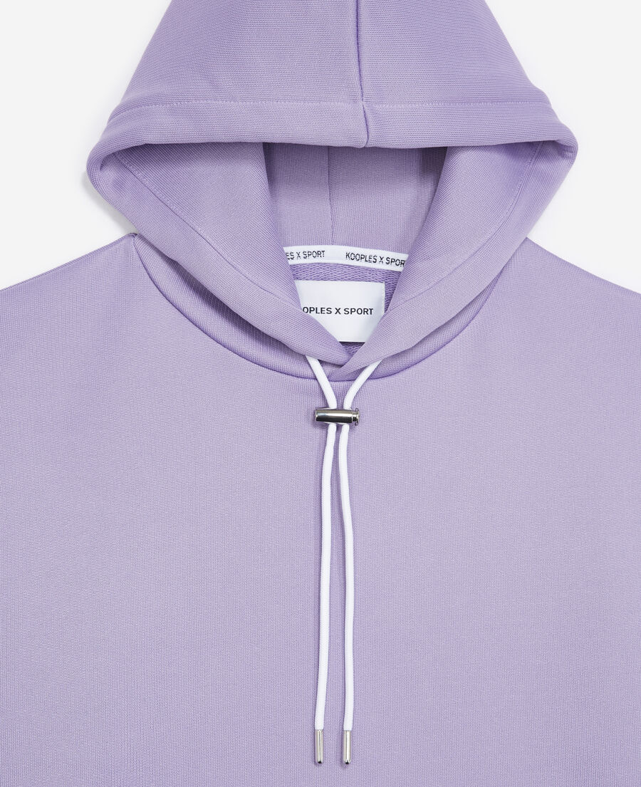purple sweatshirt with printed hood 
