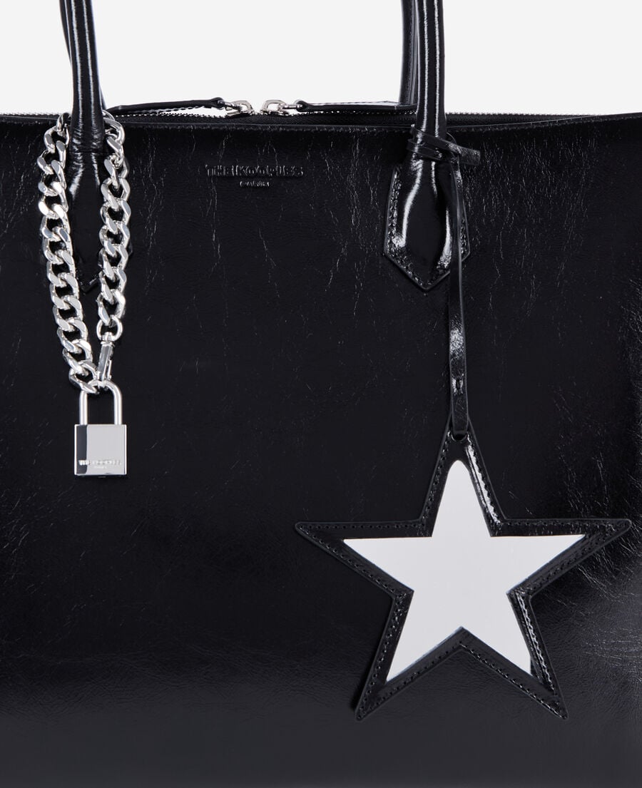 The Kooples FEMME BLACK sac cabas ming xl en cuir noir