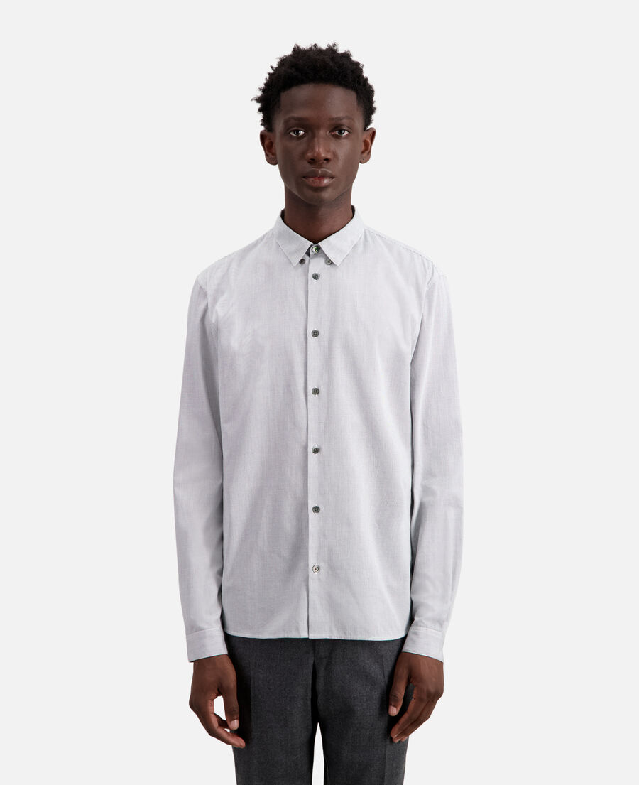 camisa algodón microcuadros blancos negros