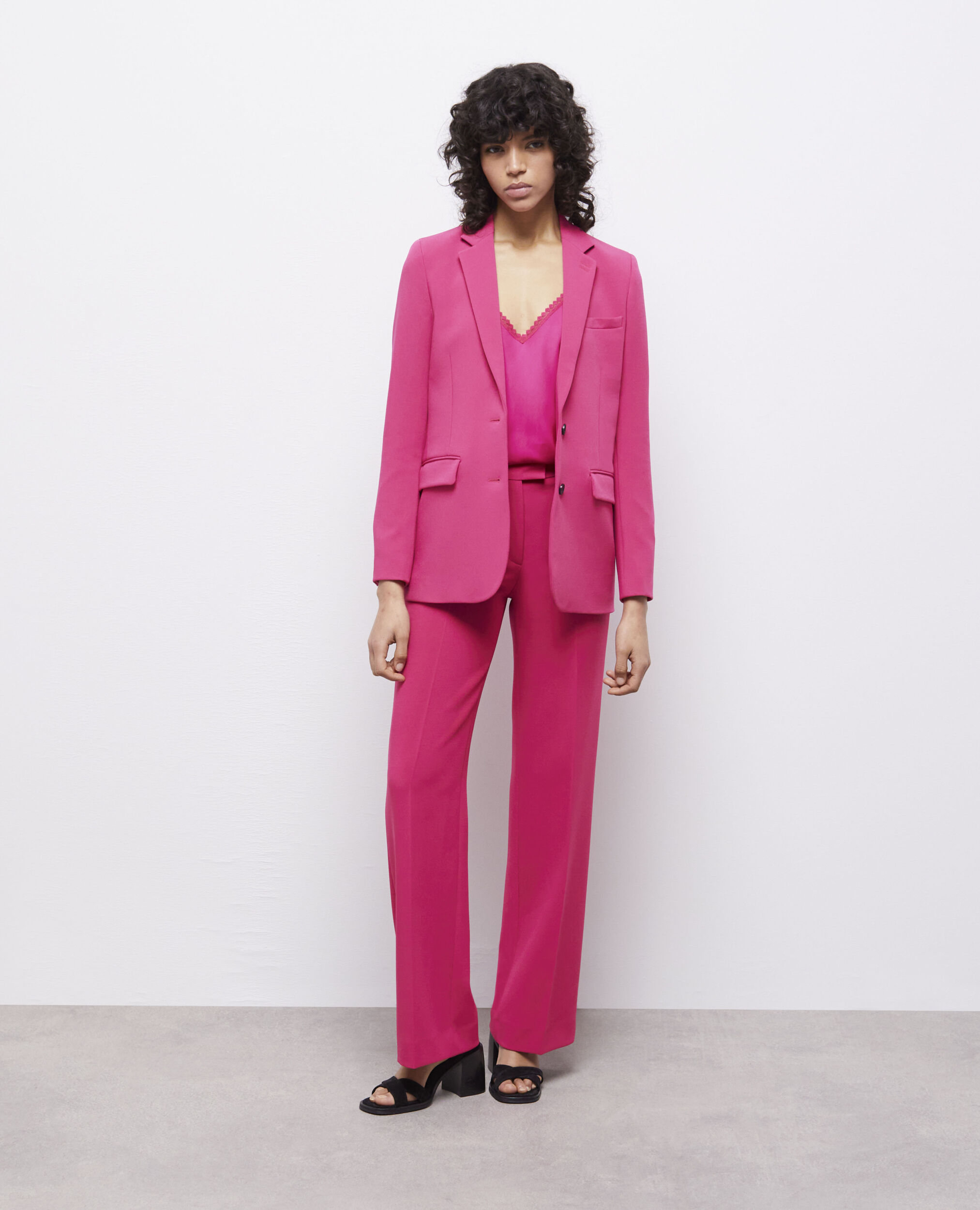 Veste tailleur rose en crêpe, PINK, hi-res image number null