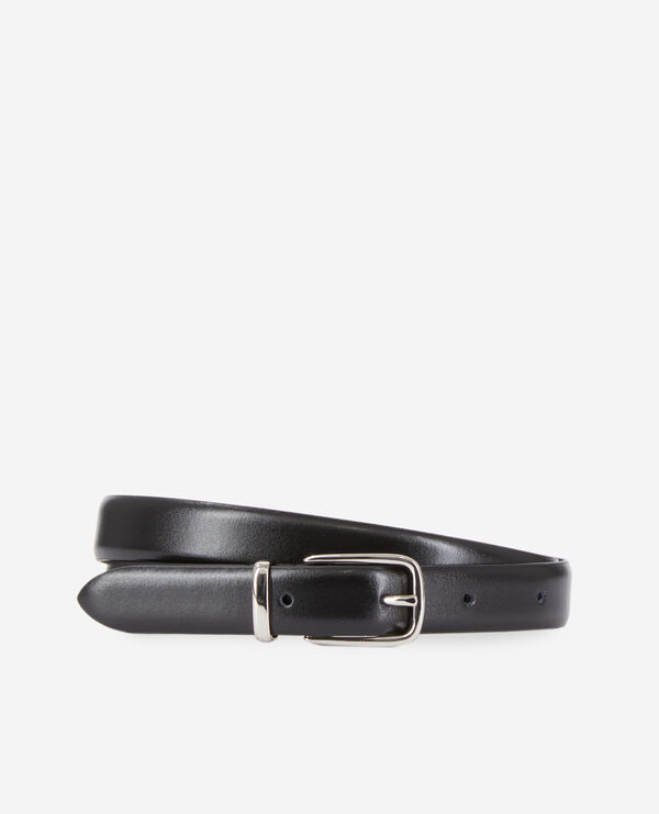 black glazed leather belt